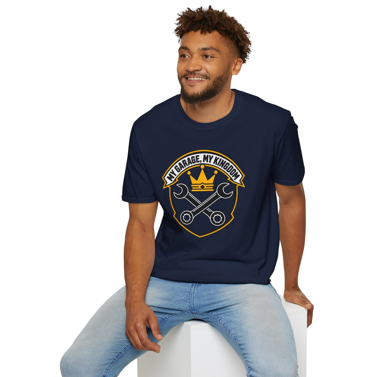 Garage King T-Shirt — "My Garage, My Kingdom" Wrench & Crown Tee