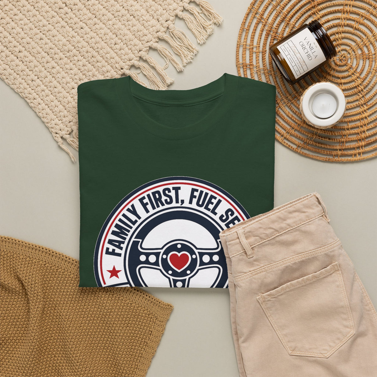 Family First, Fuel Second Tee — Steering Wheel Graphic Shirt