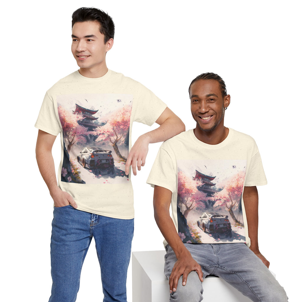Sakura Drift Retro Sports Car Tee — Cherry Blossom JDM Graphic T-Shirt