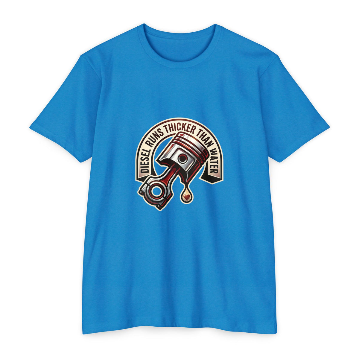 Diesel Runs Thicker Than Water T-Shirt — Mechanic Piston Graphic Tee