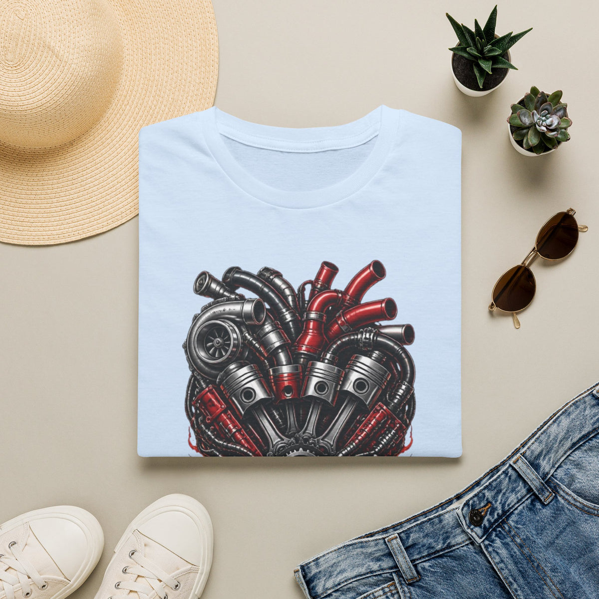 Diesel In My Veins T-Shirt — Engine Heart Graphic Tee for Car & Motor Enthusiasts