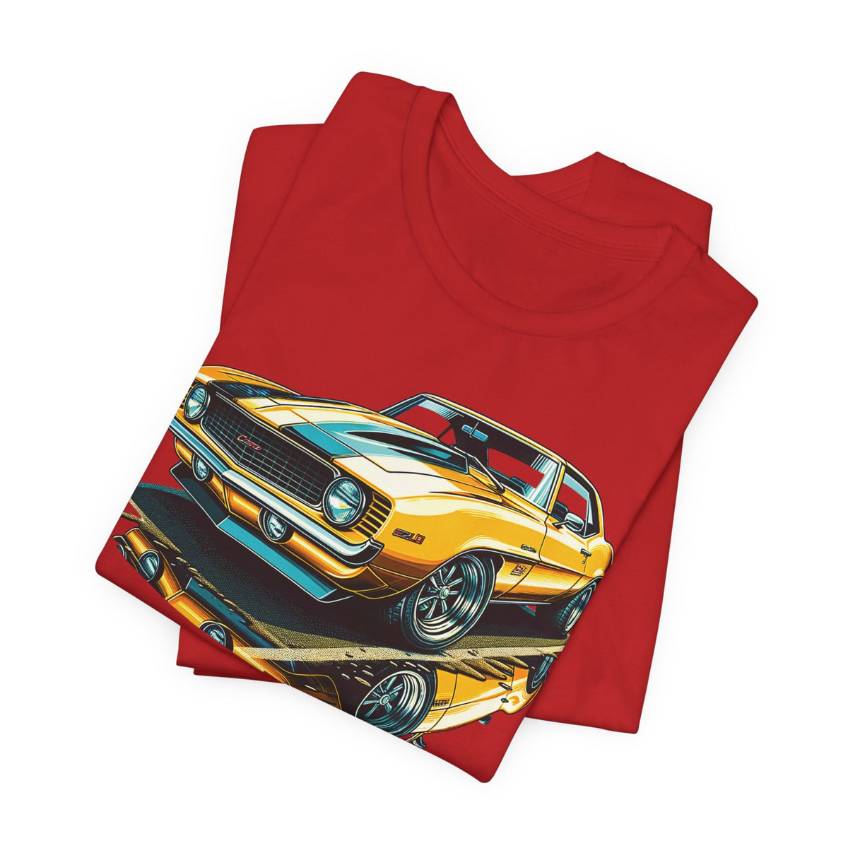 Yellow Classic Muscle Car T-Shirt | American Muscle Roars back graphic tee