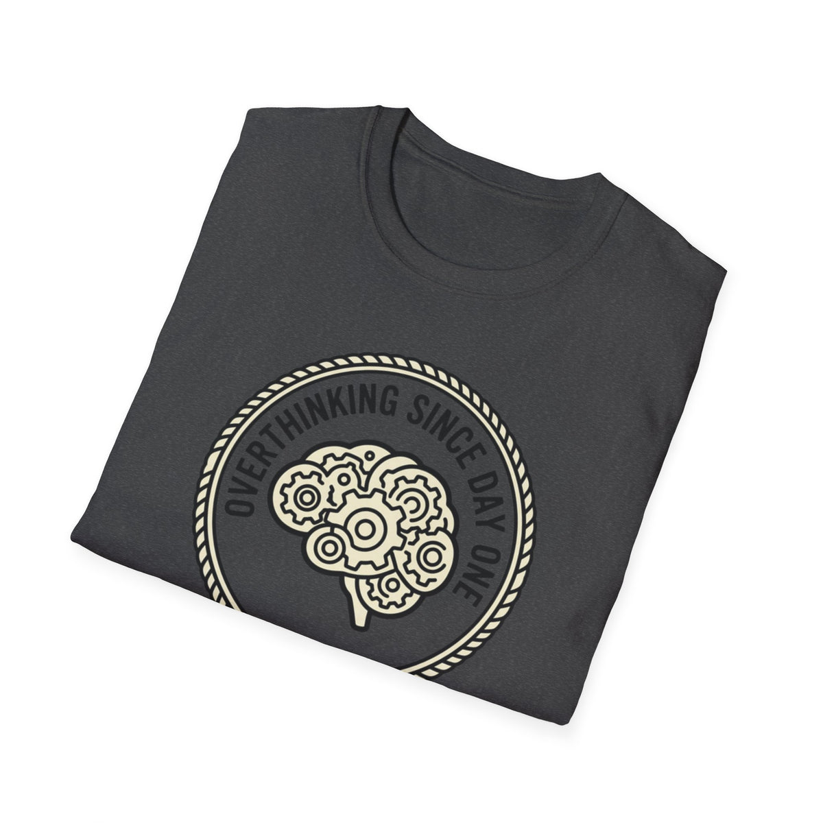 T-Shirt — "Overthinking Since Day One" Brain Graphic Tee