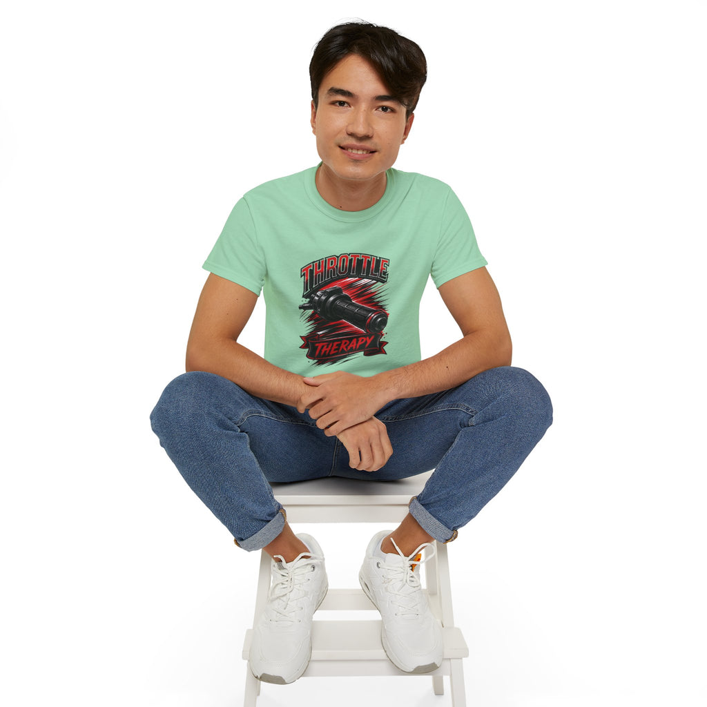 Throttle Therapy Tee – Motorcycle Spark Plug Racing T‑Shirt