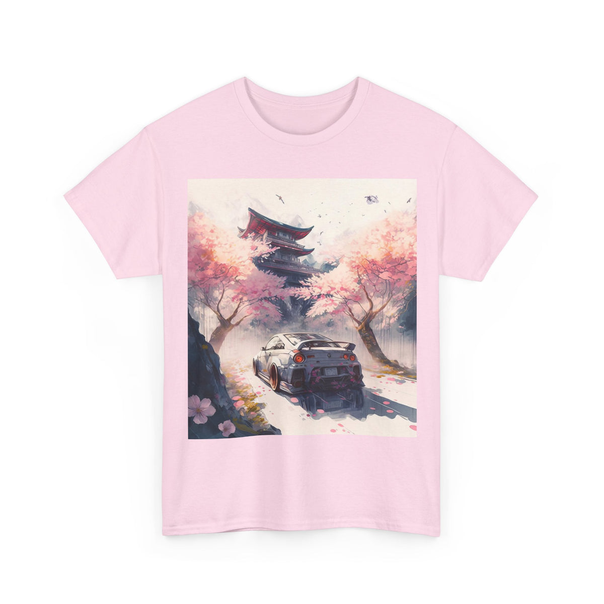 Sakura Drift Retro Sports Car Tee — Cherry Blossom JDM Graphic T-Shirt