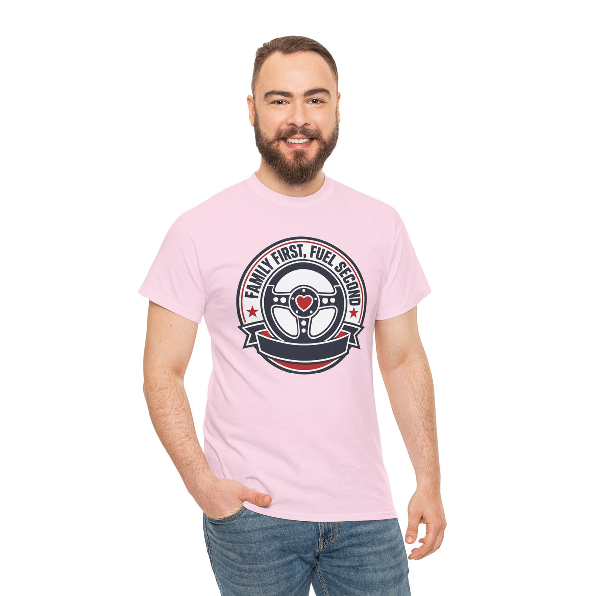 Family First, Fuel Second Tee — Steering Wheel Graphic Shirt