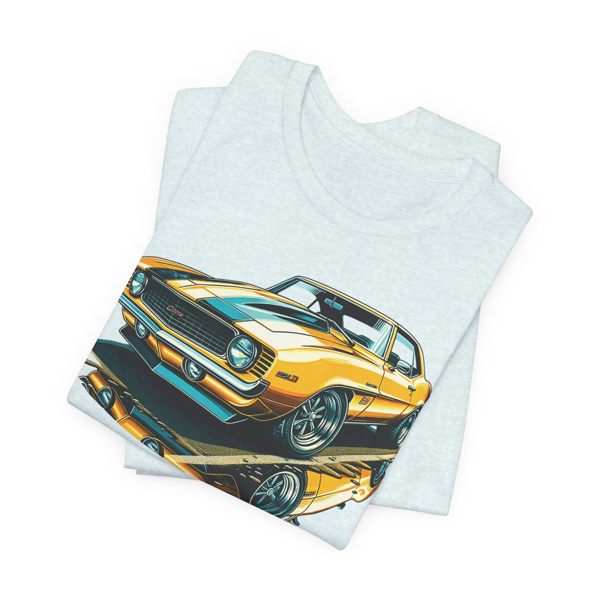 Yellow Classic Muscle Car T-Shirt | American Muscle Roars back graphic tee