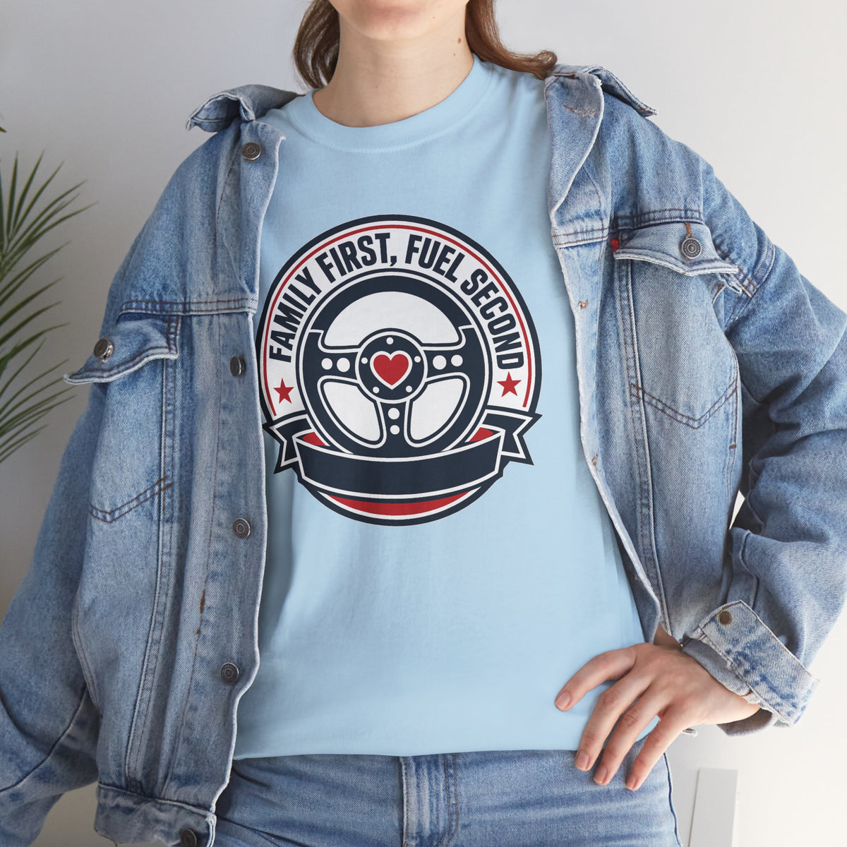 Family First, Fuel Second Tee — Steering Wheel Graphic Shirt