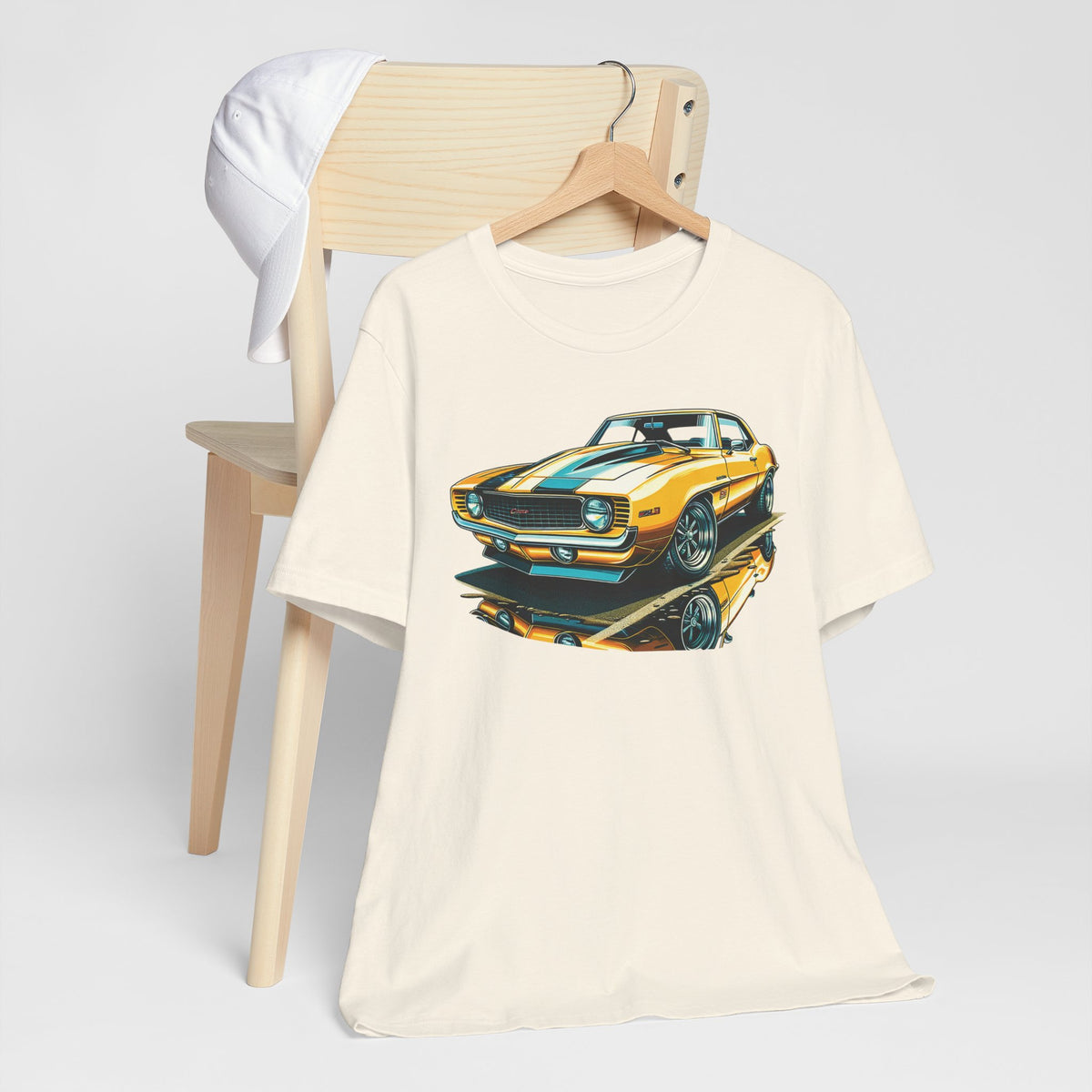 Yellow Classic Muscle Car T-Shirt | American Muscle Roars back graphic tee