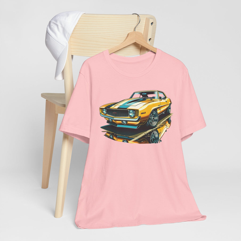Yellow Classic Muscle Car T-Shirt | American Muscle Roars back graphic tee