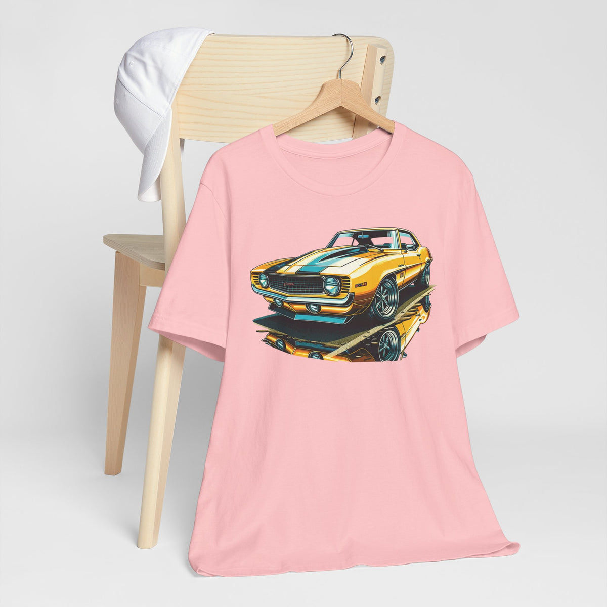 Yellow Classic Muscle Car T-Shirt | American Muscle Roars back graphic tee