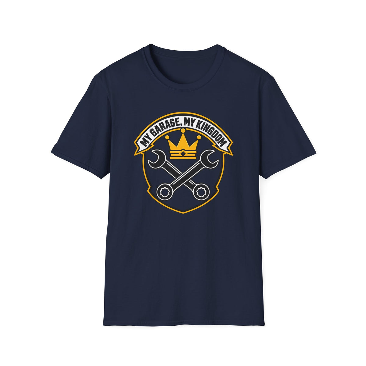 Garage King T-Shirt — "My Garage, My Kingdom" Wrench & Crown Tee