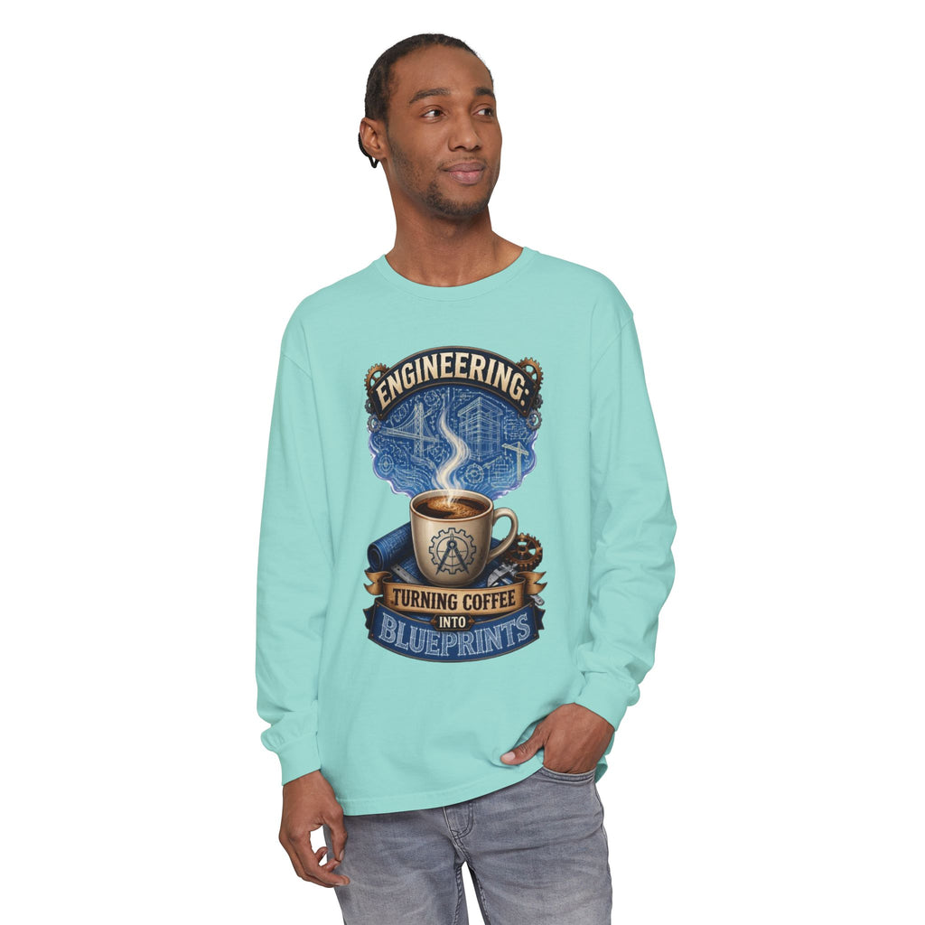Engineering Coffee Long Sleeve Tee — "Turning Coffee Into Blueprints"