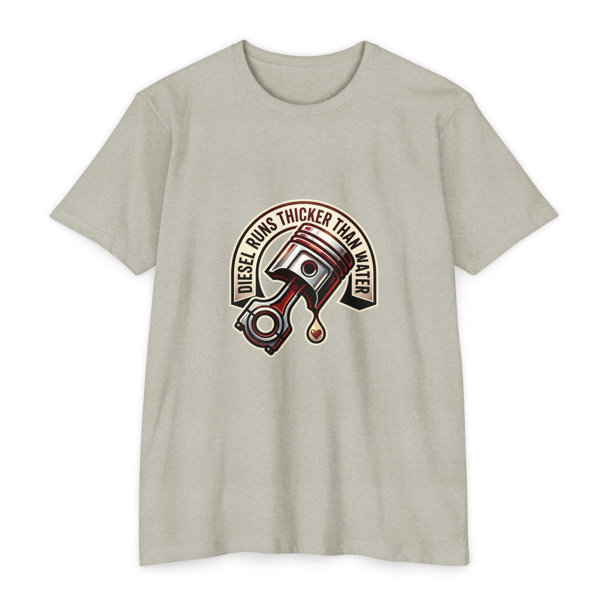Diesel Runs Thicker Than Water T-Shirt — Mechanic Piston Graphic Tee