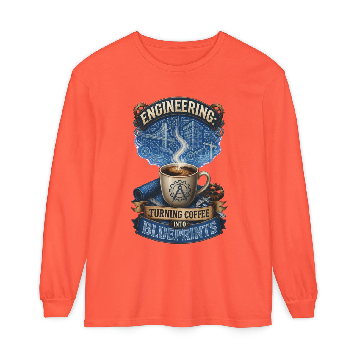 Engineering Coffee Long Sleeve Tee — "Turning Coffee Into Blueprints"