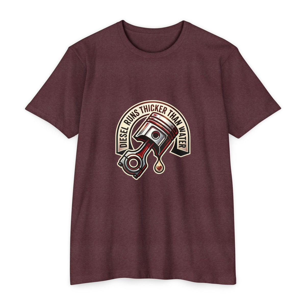 Diesel Runs Thicker Than Water T-Shirt — Mechanic Piston Graphic Tee