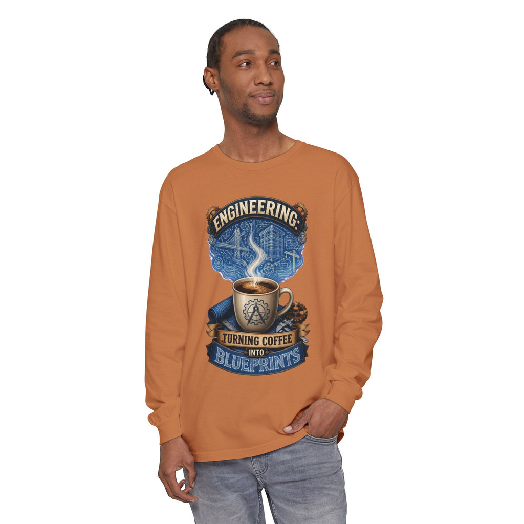 Engineering Coffee Long Sleeve Tee — "Turning Coffee Into Blueprints"