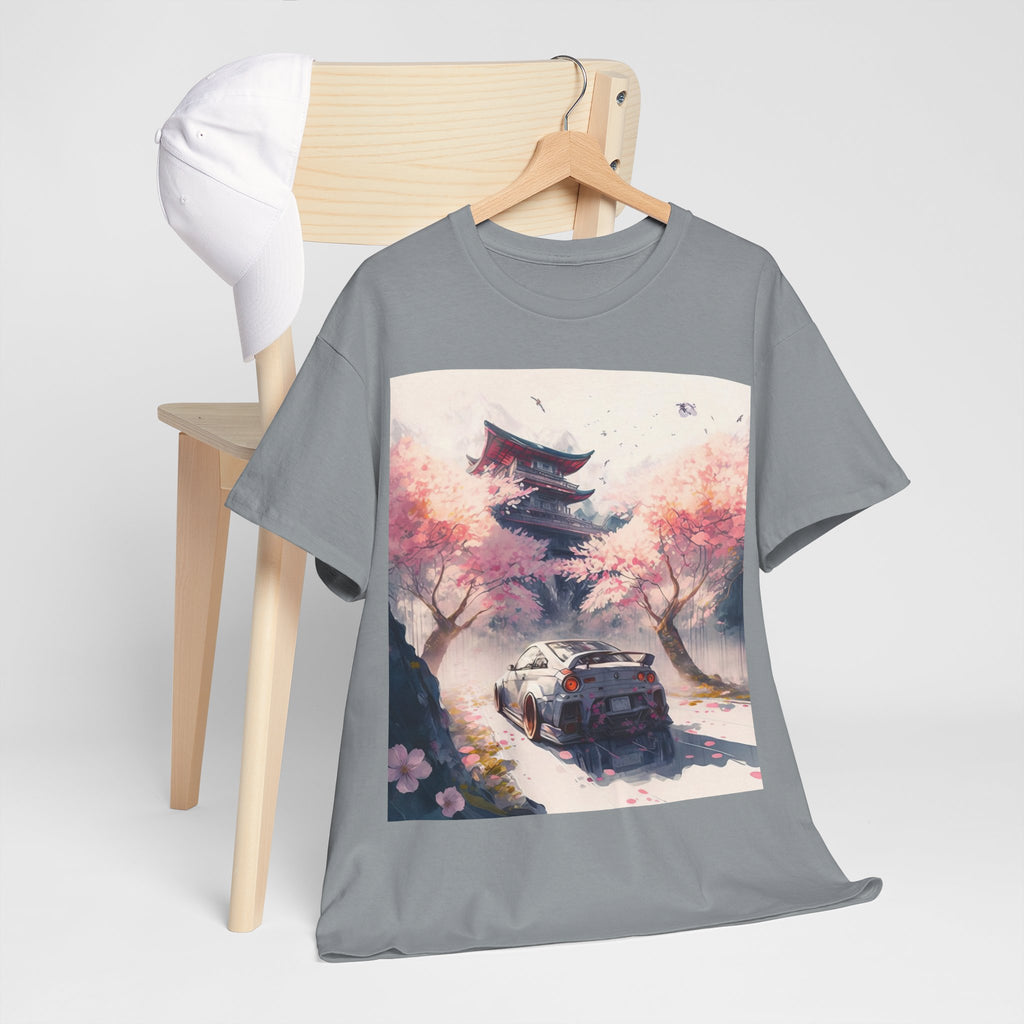 Sakura Drift Retro Sports Car Tee — Cherry Blossom JDM Graphic T-Shirt