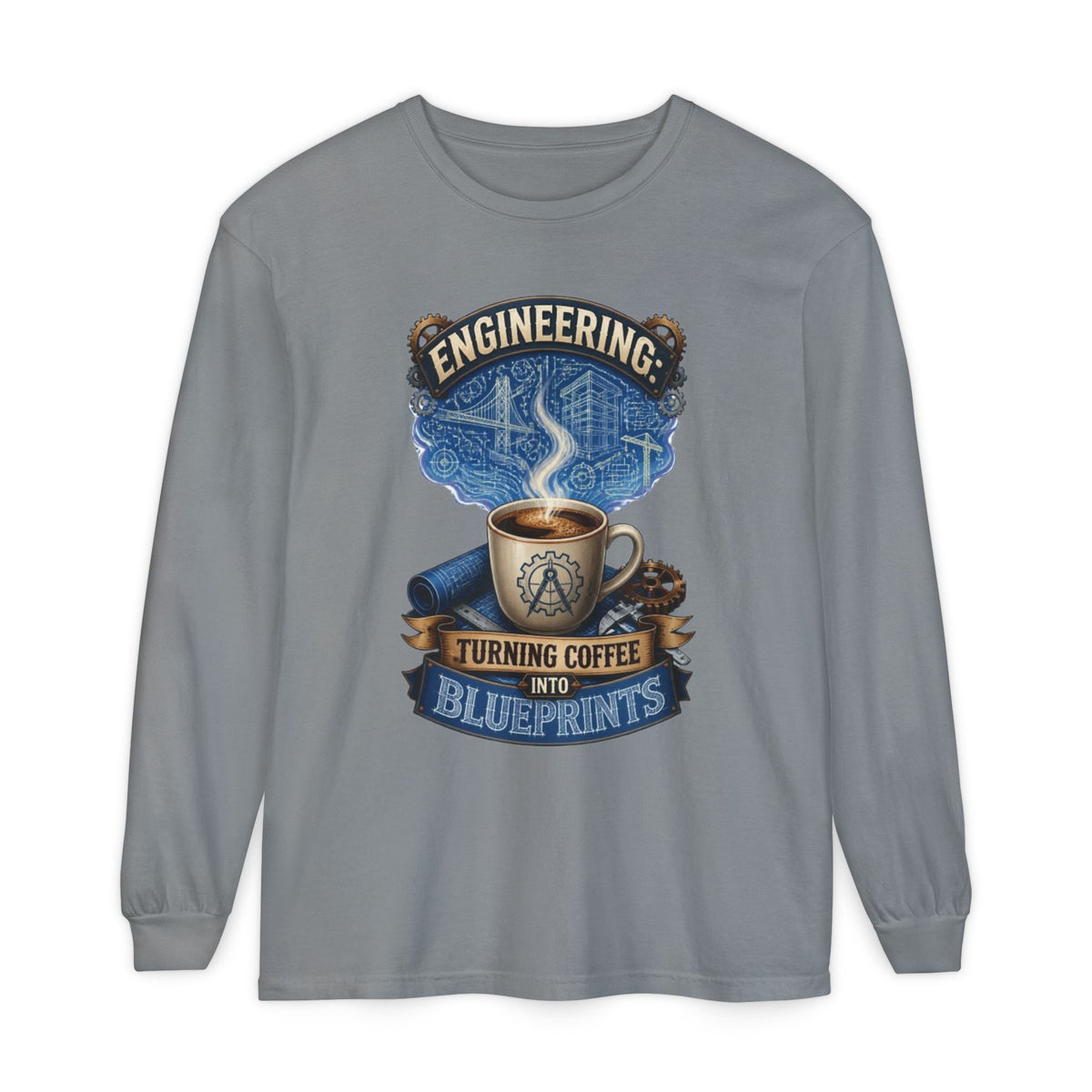 Engineering Coffee Long Sleeve Tee — "Turning Coffee Into Blueprints"