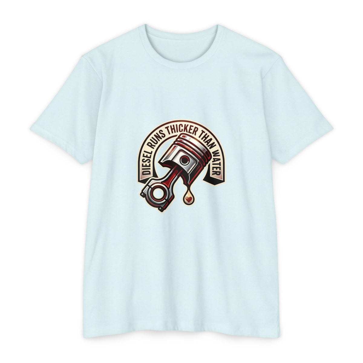Diesel Runs Thicker Than Water T-Shirt — Mechanic Piston Graphic Tee