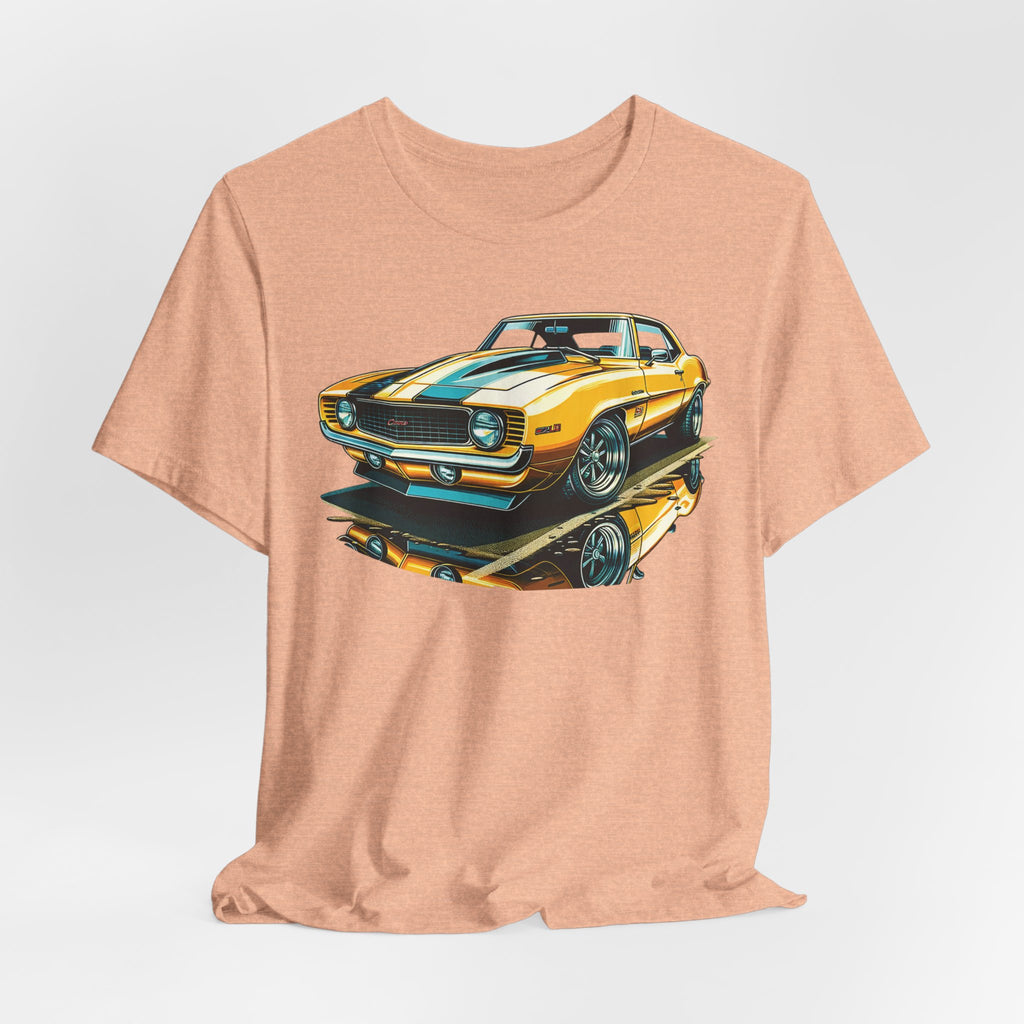 Yellow Classic Muscle Car T-Shirt | American Muscle Roars back graphic tee