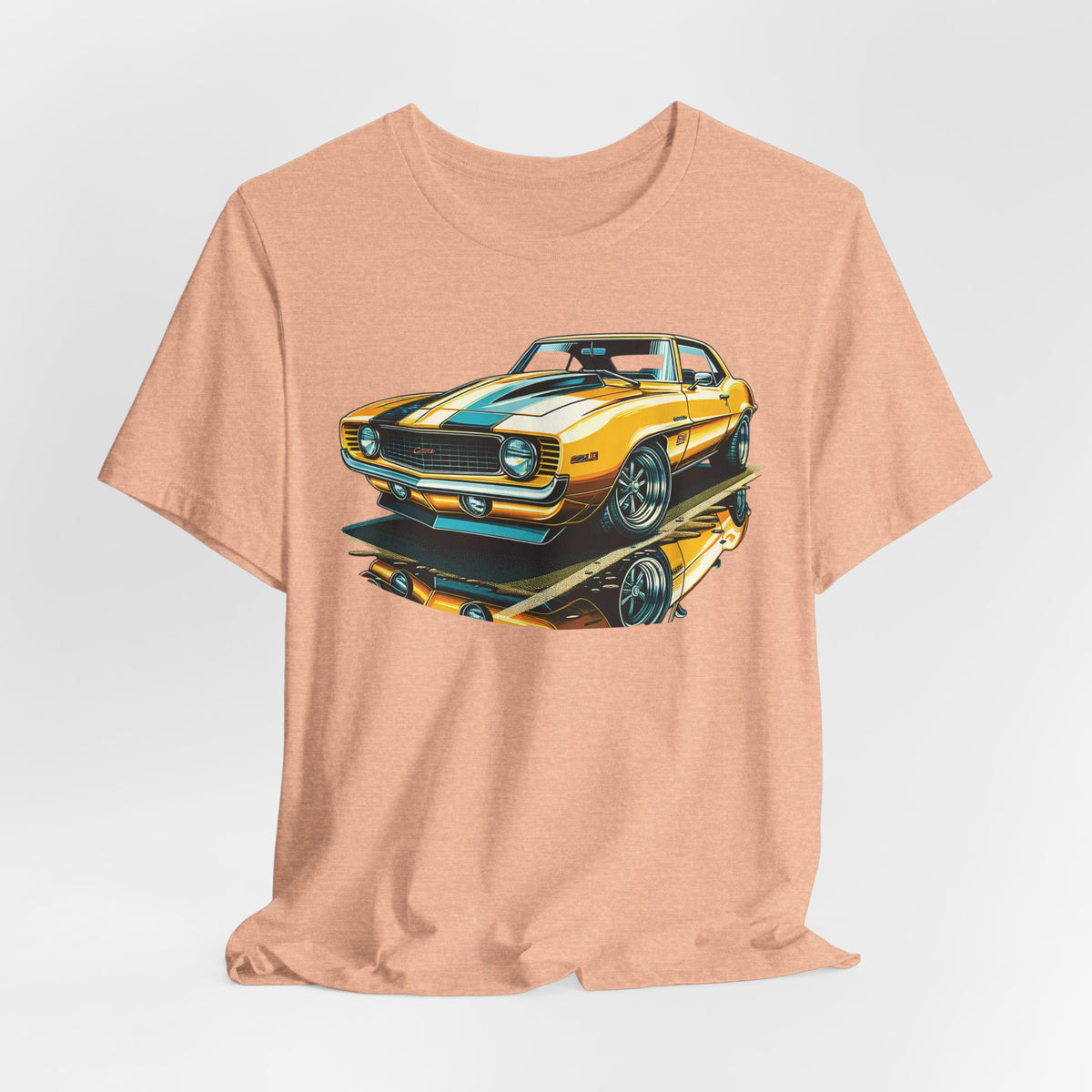Yellow Classic Muscle Car T-Shirt | American Muscle Roars back graphic tee