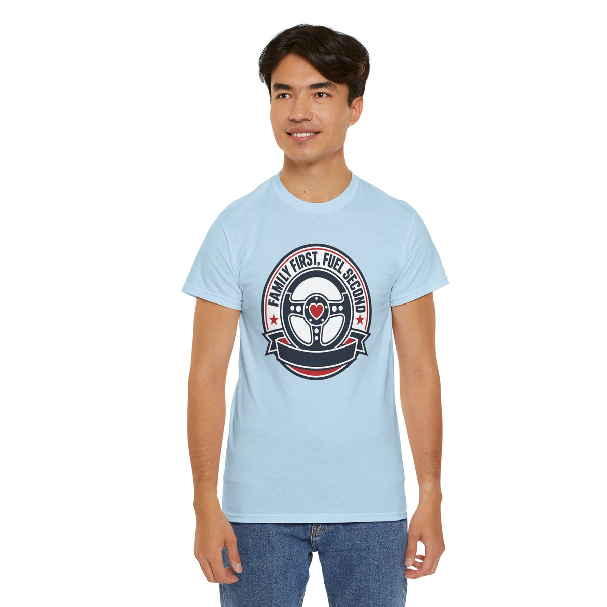 Family First, Fuel Second Tee — Steering Wheel Graphic Shirt
