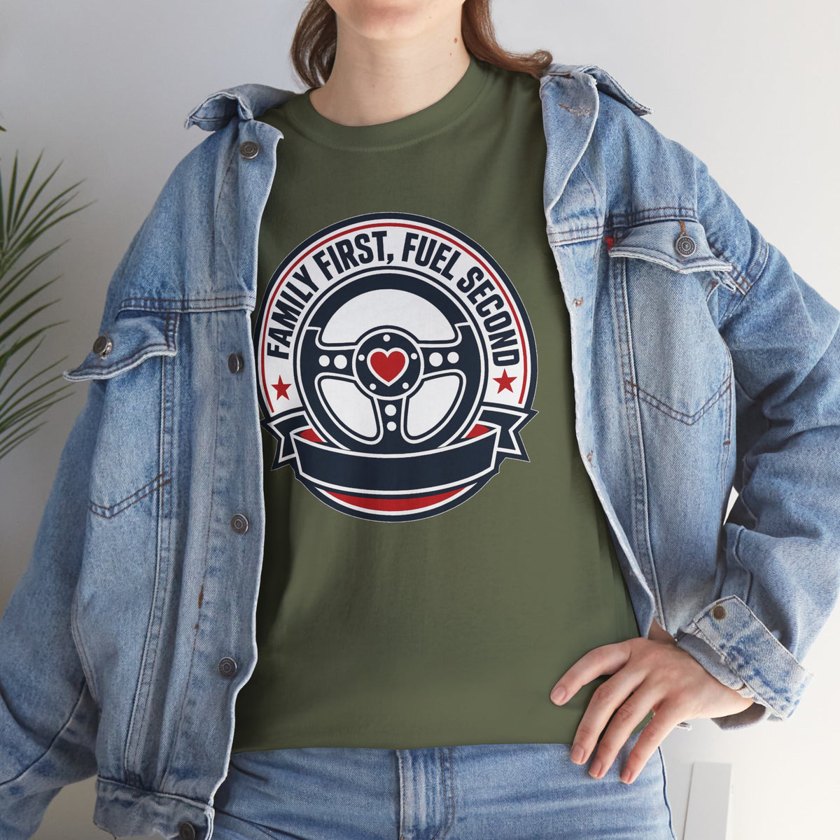 Family First, Fuel Second Tee — Steering Wheel Graphic Shirt