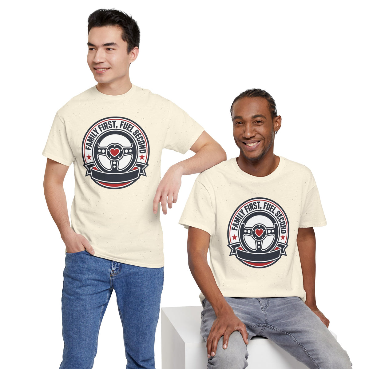 Family First, Fuel Second Tee — Steering Wheel Graphic Shirt