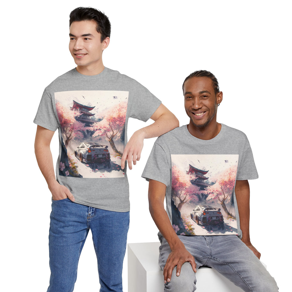 Sakura Drift Retro Sports Car Tee — Cherry Blossom JDM Graphic T-Shirt