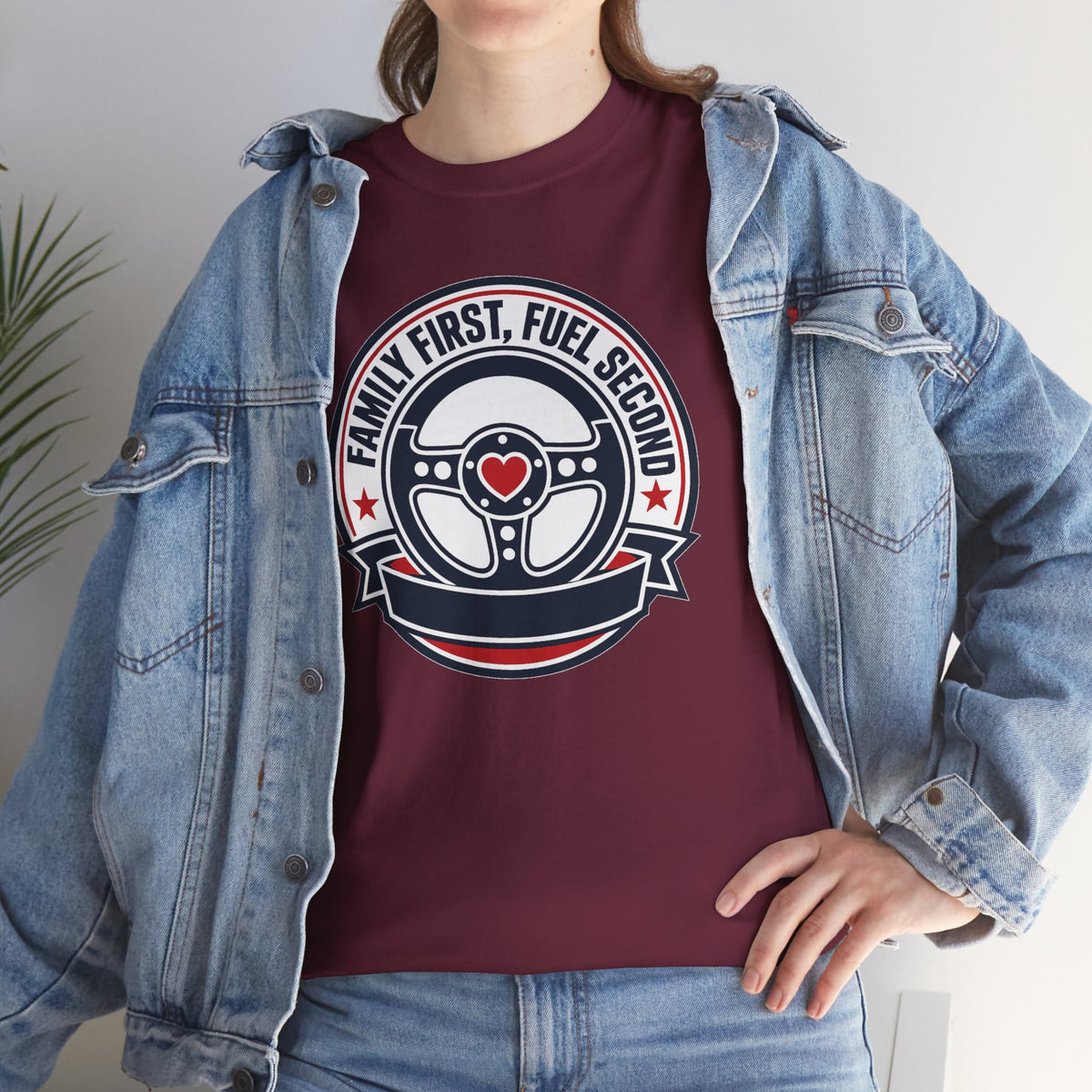 Family First, Fuel Second Tee — Steering Wheel Graphic Shirt