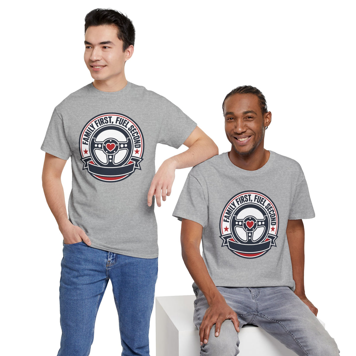 Family First, Fuel Second Tee — Steering Wheel Graphic Shirt